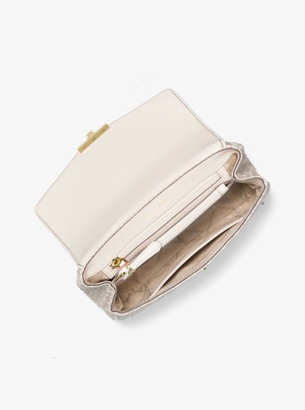 Damske Taška Cez Rameno Michael Kors SoHo Large Patchwork Signature Logo Biele Hnedožltý - Kabelky Michael Kors Vypredaj | DYAJP-1438
